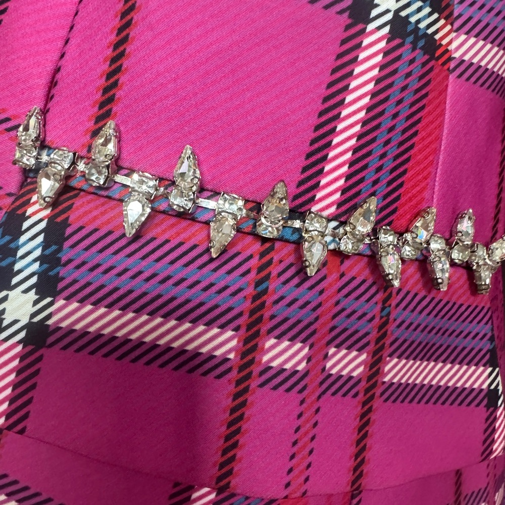 Pink Plaid Tailored Peplum Jacket like Area Large - Picture 12 of 16